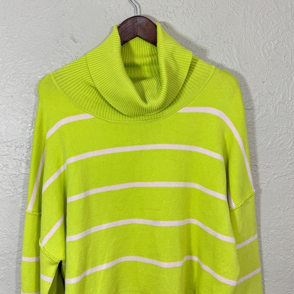 Free People Paulie Sweater Small Lemonade Stripe Turtleneck Cropped OB1751762 - Picture 2 of 8